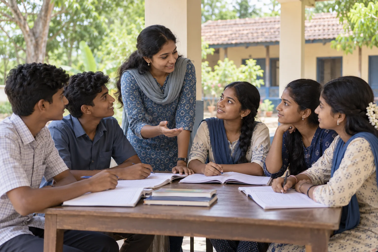 Illustrative rural community learning scene