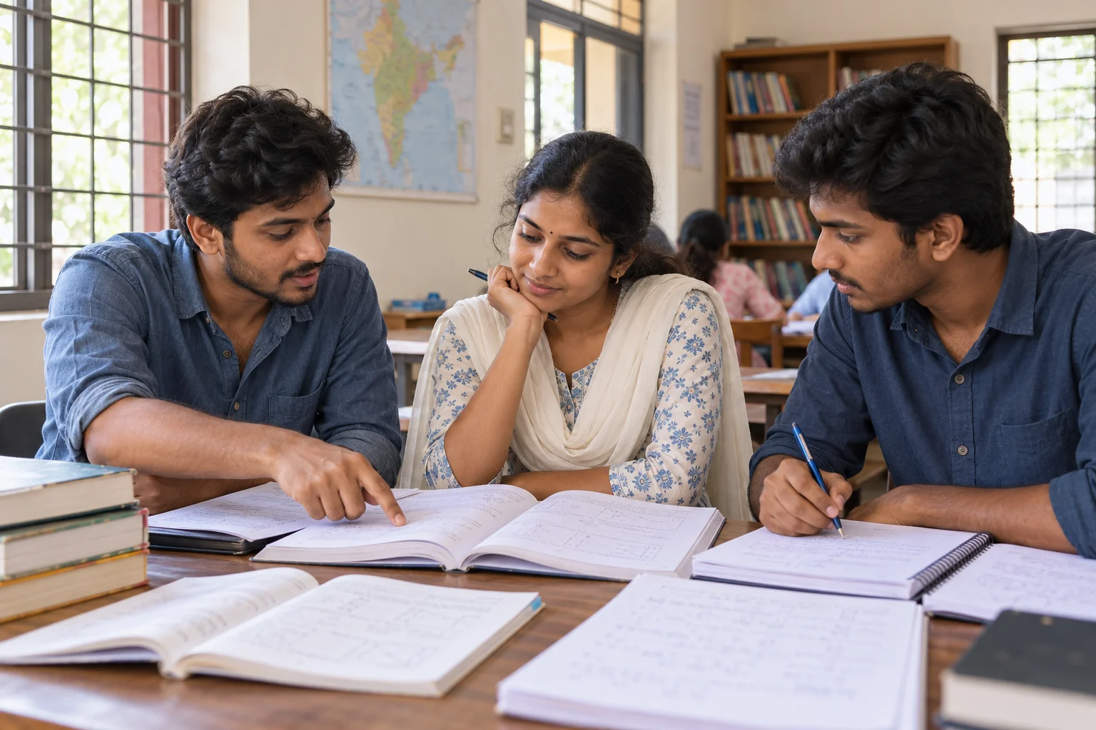 Illustrative student preparing for an examination